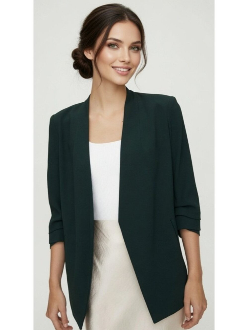 Aritzia Babaton Macauley Power Hip Scarab Green Open Blazer Jacket